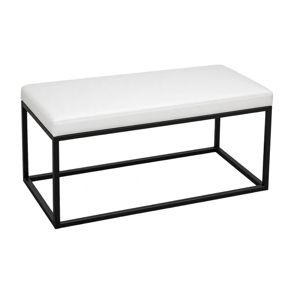 Sitzhocker eckig schwarz 90x45cm, Sitzpolster weiß