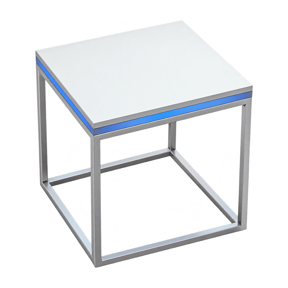 Beistelltisch eckig weiß 45x45cm, Tischplatte beleuchtet
