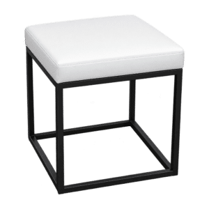 Sitzhocker eckig schwarz 45x45cm, Sitzpolster weiß