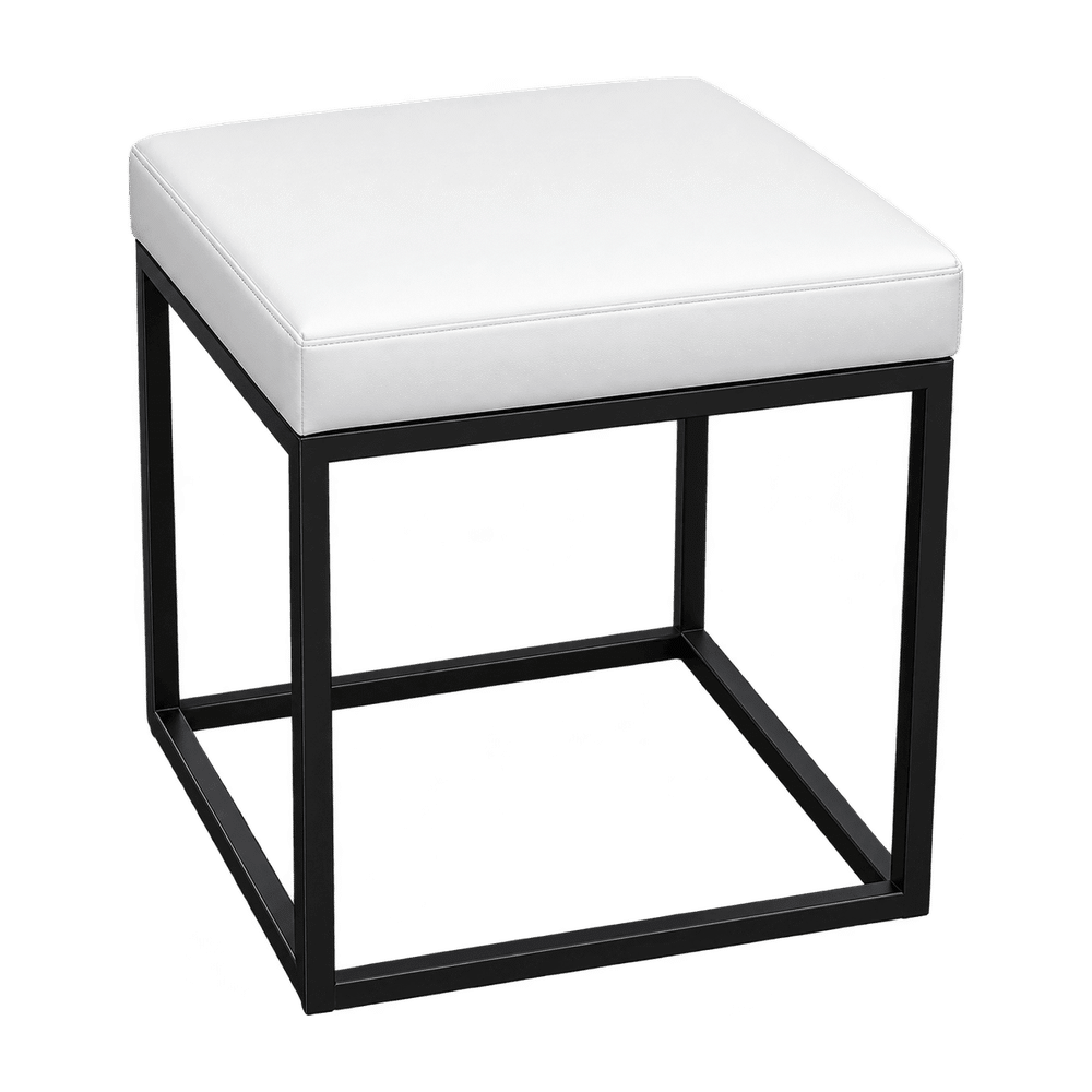 Sitzhocker eckig schwarz 45x45cm, Sitzpolster weiß