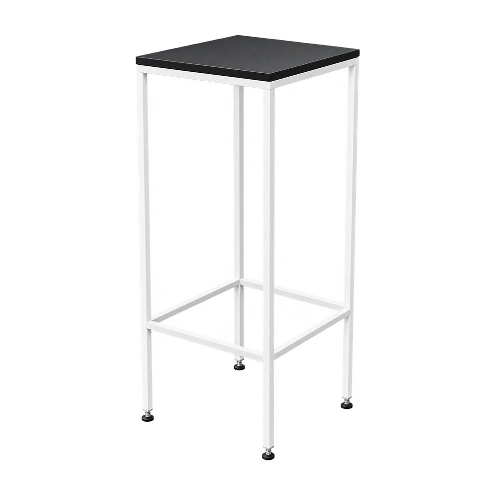 Stehtisch eckig weiß 45x45cm, Holztischplatte schwarz