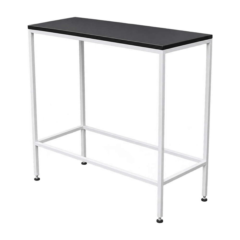 Stehtisch eckig weiß 90x45cm, Holztischplatte schwarz