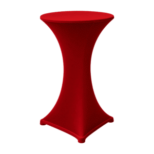 Stehtisch mit roter Strechhusse