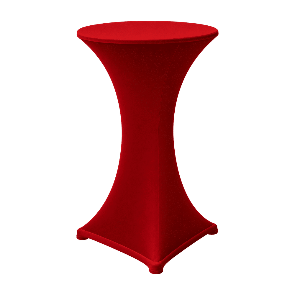 Stehtisch mit roter Strechhusse