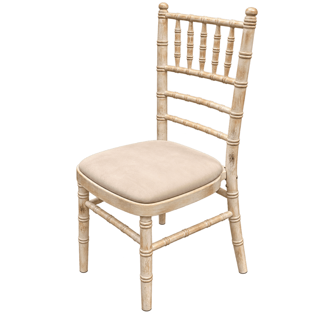Chiavari Holzsessel limewash mit Polster