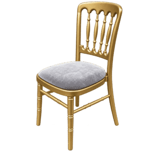 Goldsessel mit grauem Samtpolster