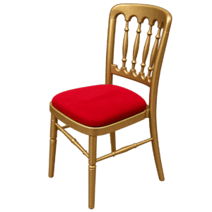 Goldsessel mit rotem Samtpolster