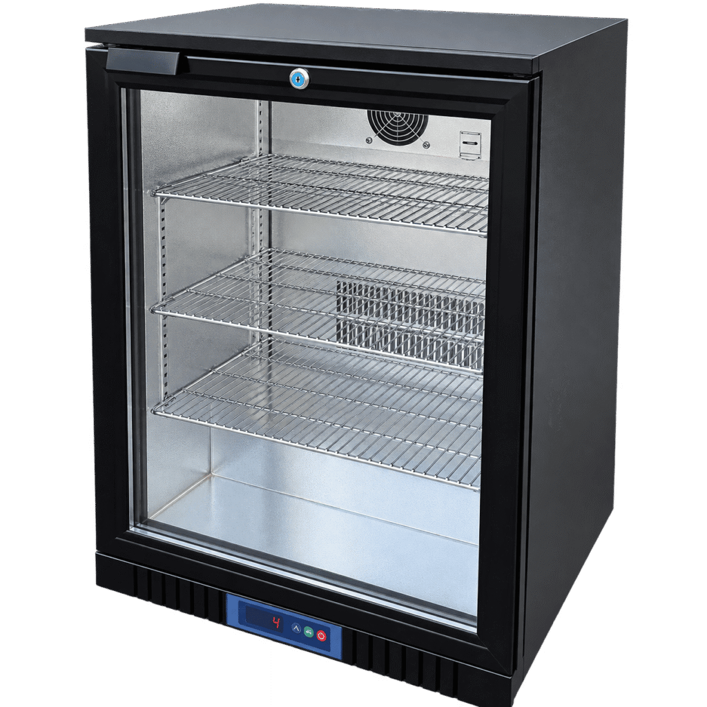 Kühlschrank 110L mit Glastüre und LED Beleuchtung innen