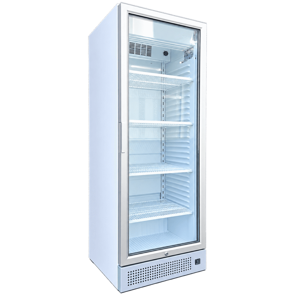 Kühlschrank 370L mit Glastüre und LED Beleuchtung innen